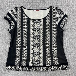 Tapemeasure Shirt Womens XL Sheer Embroidered Beaded Short Sleeve Top Blouse